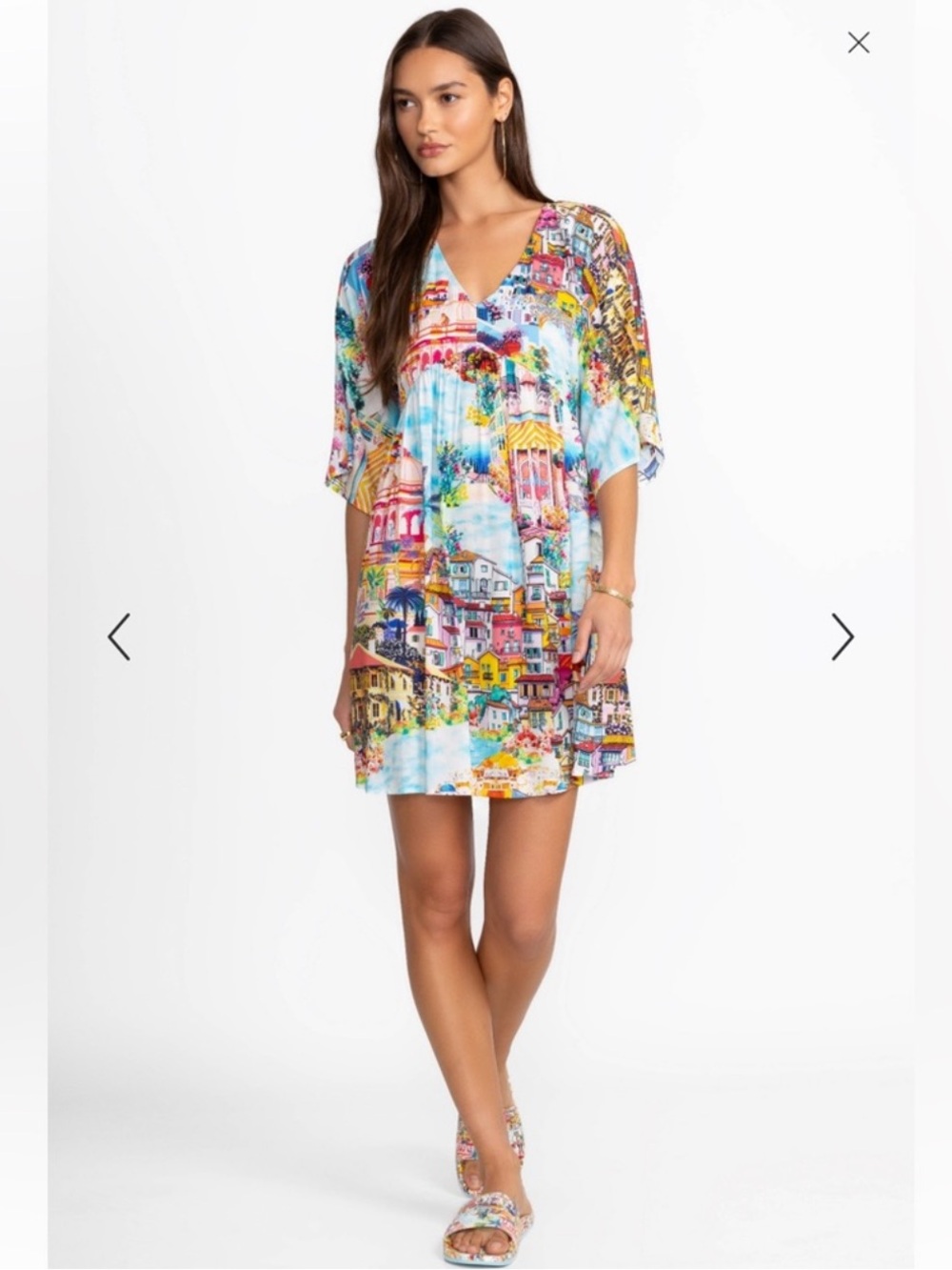 Johnny Was Cannes A-Line Cover Up Dress Blue Seaside Size 1X NWT